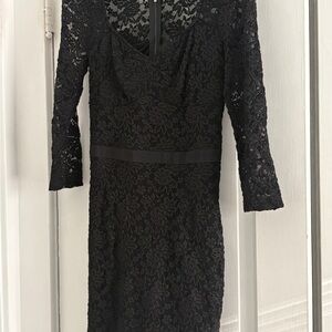 ABS Allen Schwartz Black Lace Long Sleeve Dress